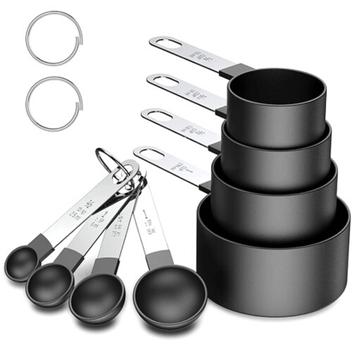 Medidor Culinário Inox Colher Copo Xícara Cozinha Preto 8pçs - NLS - Colheres Medidoras - Magazine Luiza